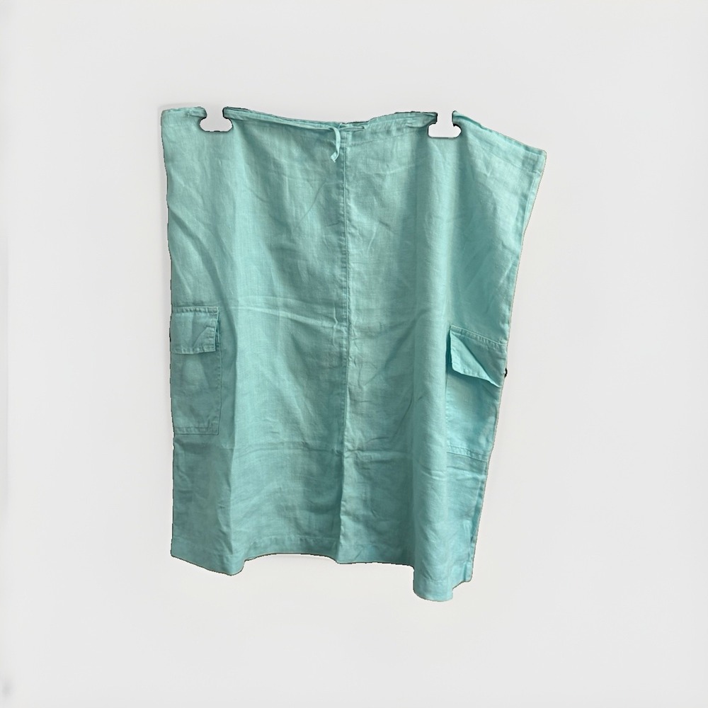 Bryn Walker Linen Knee Length Skirt Light Blue Pull On Straight Women's Medium - Picture 1 of 8